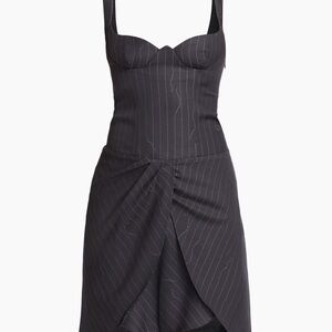 Off-White Gray Asymmetrical Wrap Mini Dress